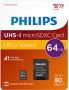 Philips Geheugenkaart micro SDXC Class 10 UHS-I U1 64GB - Thumbnail 1