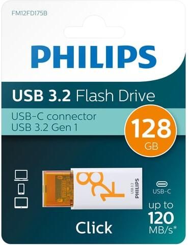 Philips USB Stick Click USB-C 128GB Sunrise Orange