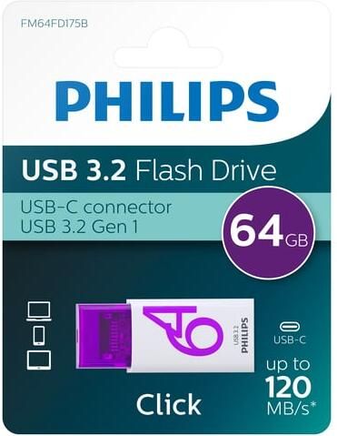 Philips USB Stick Click USB-C 64GB Magic Purple