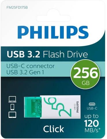 Philips USB Stick Click USB-C 256GB Spring Green