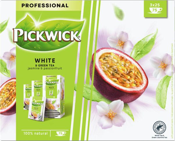 Pickwick thee groene thee jasmijn passievrucht pak van 25 zakjes - Foto 2