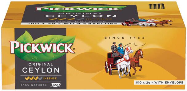 Pickwick Thee Ceylon 100 zakjes van 2gr met envelop