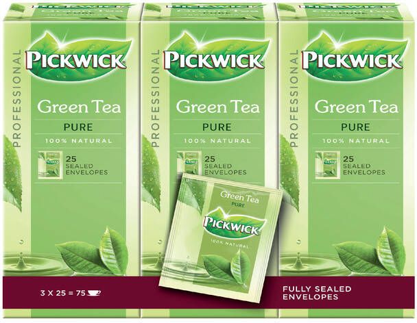 Pickwick Thee Fair Trade groen puur 25 zakjes van 1.5gr