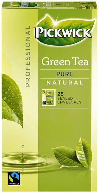 Pickwick Thee Fair Trade groen puur 25 zakjes van 1.5gr