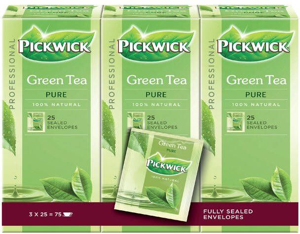 Pickwick Thee Fair Trade groen puur 25 zakjes van 1.5gr