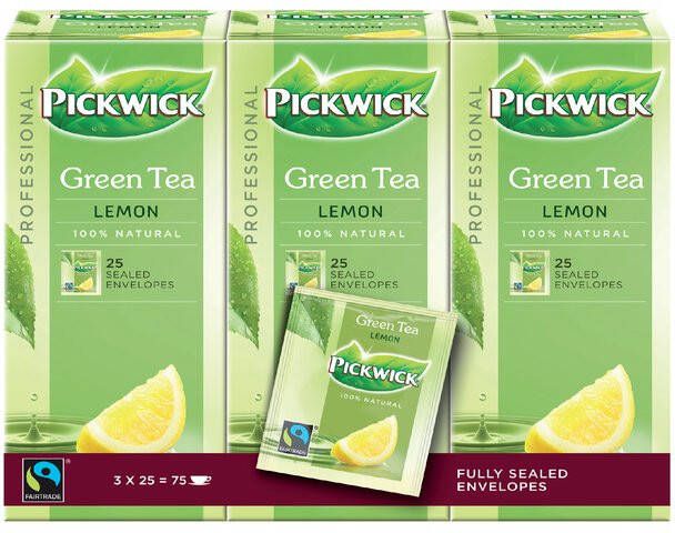 Pickwick thee groene thee met lemon fairtrade pak van 25 zakjes