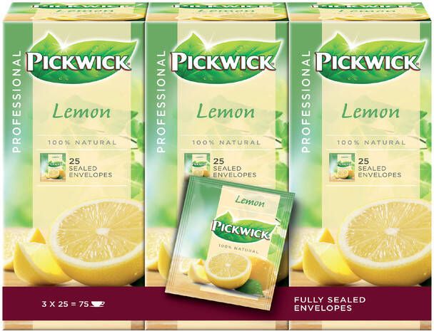 Pickwick Thee Fair Trade citroen 25 zakjes van 1.5gr