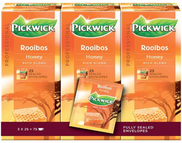 Pickwick thee rooibos en honing pak van 25 zakjes