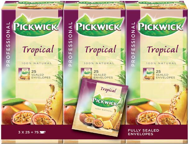 Pickwick Thee tropische vruchten 25 zakjes van 1.5gr
