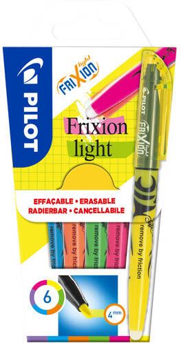 Pilot markeerstift Frixion Light blister van 6 stuks in geassorteerde kleuren