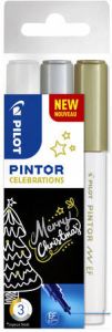 Pilot Pintor Celebrations marker extra fijn blister van 3 stuks in geassorteerde kleuren