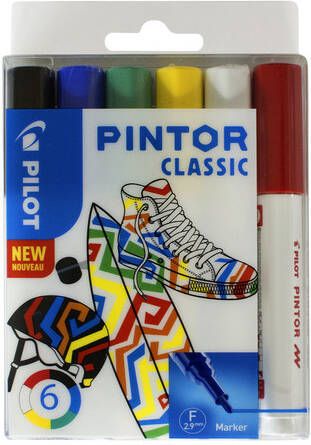 Pilot Verfstift Pintor classic 1.0mm ass etui Ã  6 stuks assorti