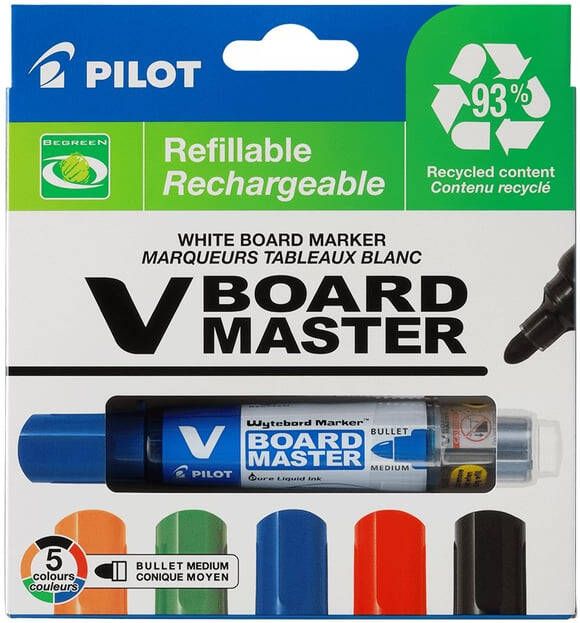 Pilot Viltstift Begreen whiteboard rond assorti 2.3mm 5stuks