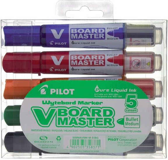 Pilot Viltstift Begreen whiteboard rond medium assorti etui Ã  5 stuks