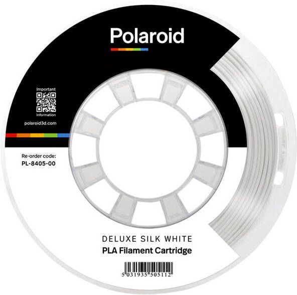 Polaroid 3D Filament PLA Universal 250g Deluxe Zijde wit