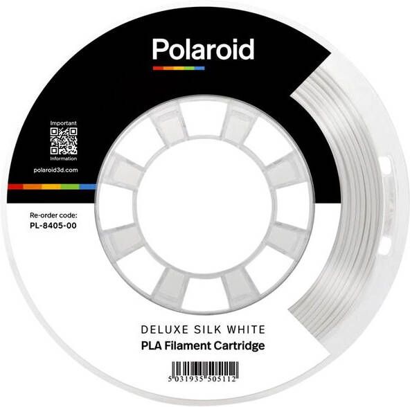 Polaroid 3D Filament PLA Universal 250g Deluxe Zijde wit