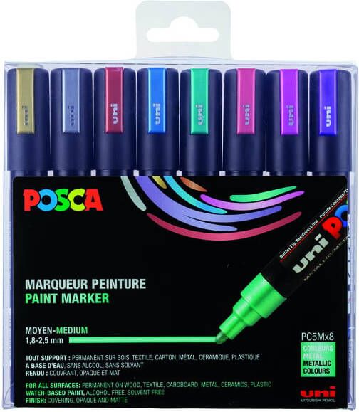 Posca Paintmarker Uni PC5M medium metallic assorti setà 8 stuks