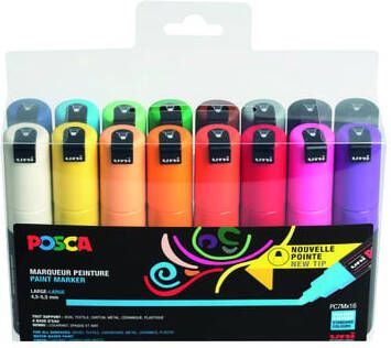 Posca Uni paintmarker PC-7M 4 5 mm etui van 16 stuks in geassorteerde kleuren
