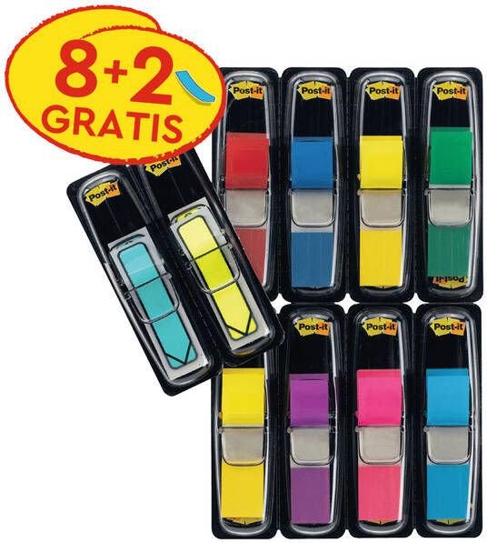Post-it Indextabs 3M 683 11.9x43.2mm 8 kleuren assorti + 2 sets pijlvorm gratis
