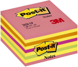 Post-it Memoblok 3M 2028 76x76mm kubus neon kleuren