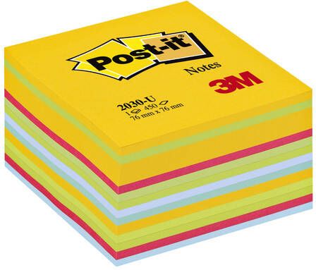 Post-It Notes kubus 450 vel ft 76 x 76 mm geassorteerde kleuren ultra