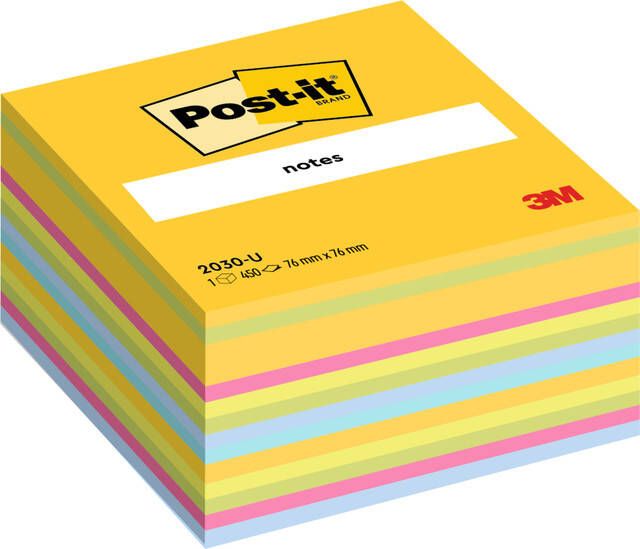Post-it Notes kubus 450 vel ft 76 x 76 mm geassorteerde kleuren ultra