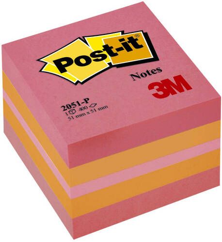 Post-it Memoblok 3M 2051 51x51mm kubus roze