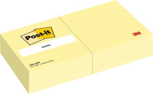 Post-it Memoblok 3M 630 76x76 mm lijn geel