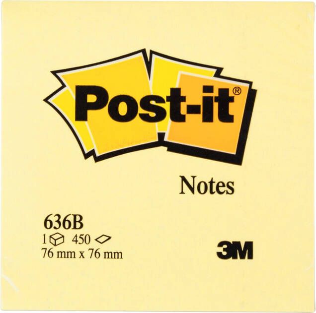 Post-it Memoblok 3M 636 76x76mm kubus geel