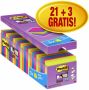 Post-it Memoblok 3M Post it 654 Super Sticky 76x76mm 21+3 gratis assorti - Thumbnail 2