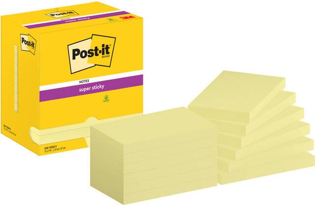 Post-It Super Sticky Notes 90 vel ft 76 x 127 mm geel pak van 12 blokken