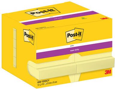Post-It Super Sticky Notes 90 vel ft 51 x 76 mm geel pak van 12 blokken