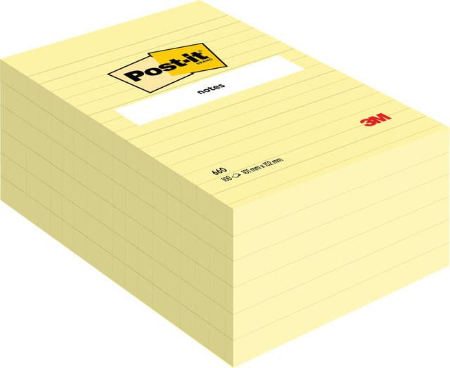 Post-it Notes ft 102 x 152 mm geel gelijnd blok van 100 vel
