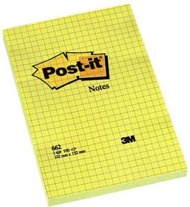 Post-It Notes ft 102 x 152 mm geel geruit blok van 100 vel