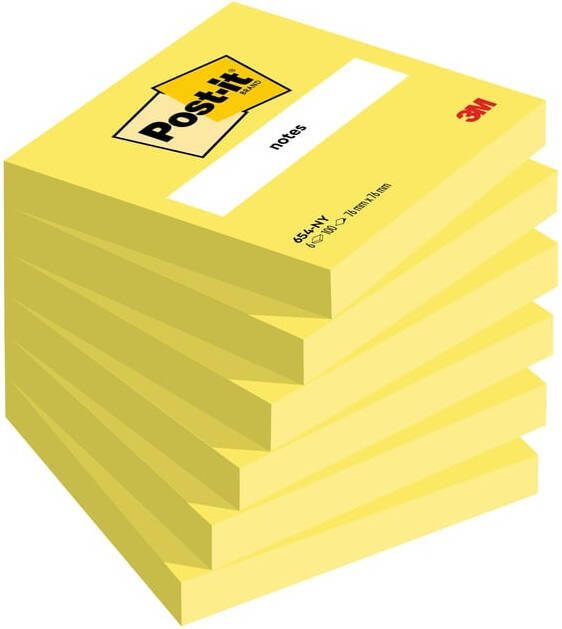 Post-it Memoblok 654 76x76mm neon geel 100 vel