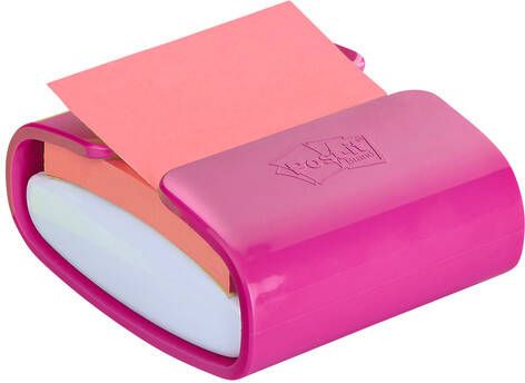 Post-it Super Sticky z-notes dispenser Pro Color roze voor ft 76 x 76 mm met blok van 90 vel groen