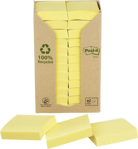 3M Post-it Memoblok 3M Post it 653 1T 38x51mm 24 stuks recycled geel