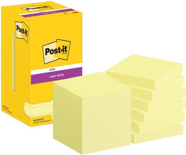 3M Post-it Memoblok 3M Post it 654 SSY Super Sticky 76x76mm geel