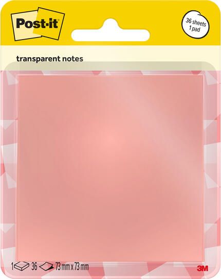 Post-it Memoblok 3M 73x73mm Transparant roze