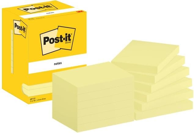 Post-It Notes 100 vel ft 76 x 102 mm geel pak van 12 blokken - Foto 2