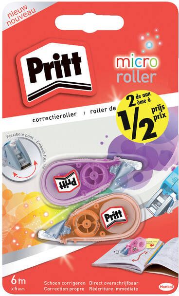 Pritt correctieroller Micro Roller blister met 2 stuks waarvan 2de aan halve prijs