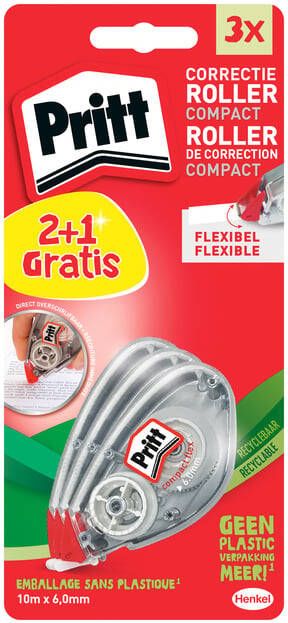 Pritt correctieroller Compact Flex 6 mm x 10 m blister 2 + 1 gratis