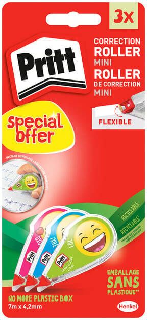 Pritt Correctieroller mini flex 4 2mmx7m Emoji blister 2+1 gratis