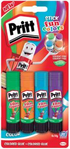 Pritt Lijmstift 10gr fun colors 1 blister à 4 stuks