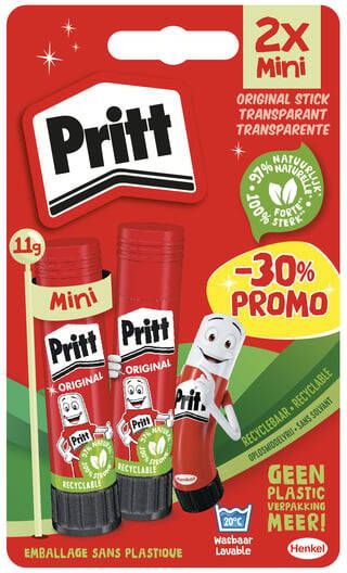 Pritt Lijmstift Stick Original 11gr blister Ã  2 stuks Promo