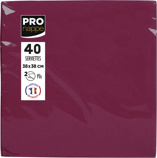 Pronappe Servet 1 4 vouw 2-laags 380x380mm 40 vel bordeauxrood - Foto 1