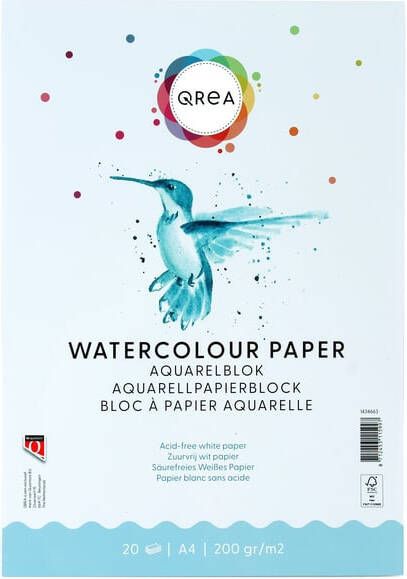 Qrea Aquarelblok A4 20vel 200gr gelijmd