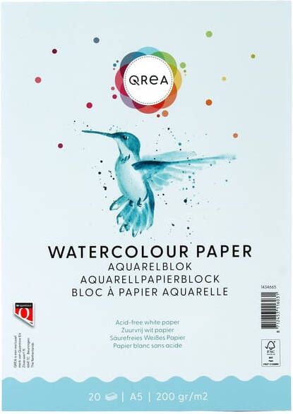 Qrea Aquarelblok A5 20vel 200gr gelijmd