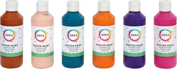Qrea Plakkaatverf set ?? 6 fun kleuren 250ml - Foto 1