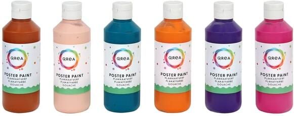 Qrea Plakkaatverf setà 6 fun kleuren 250ml